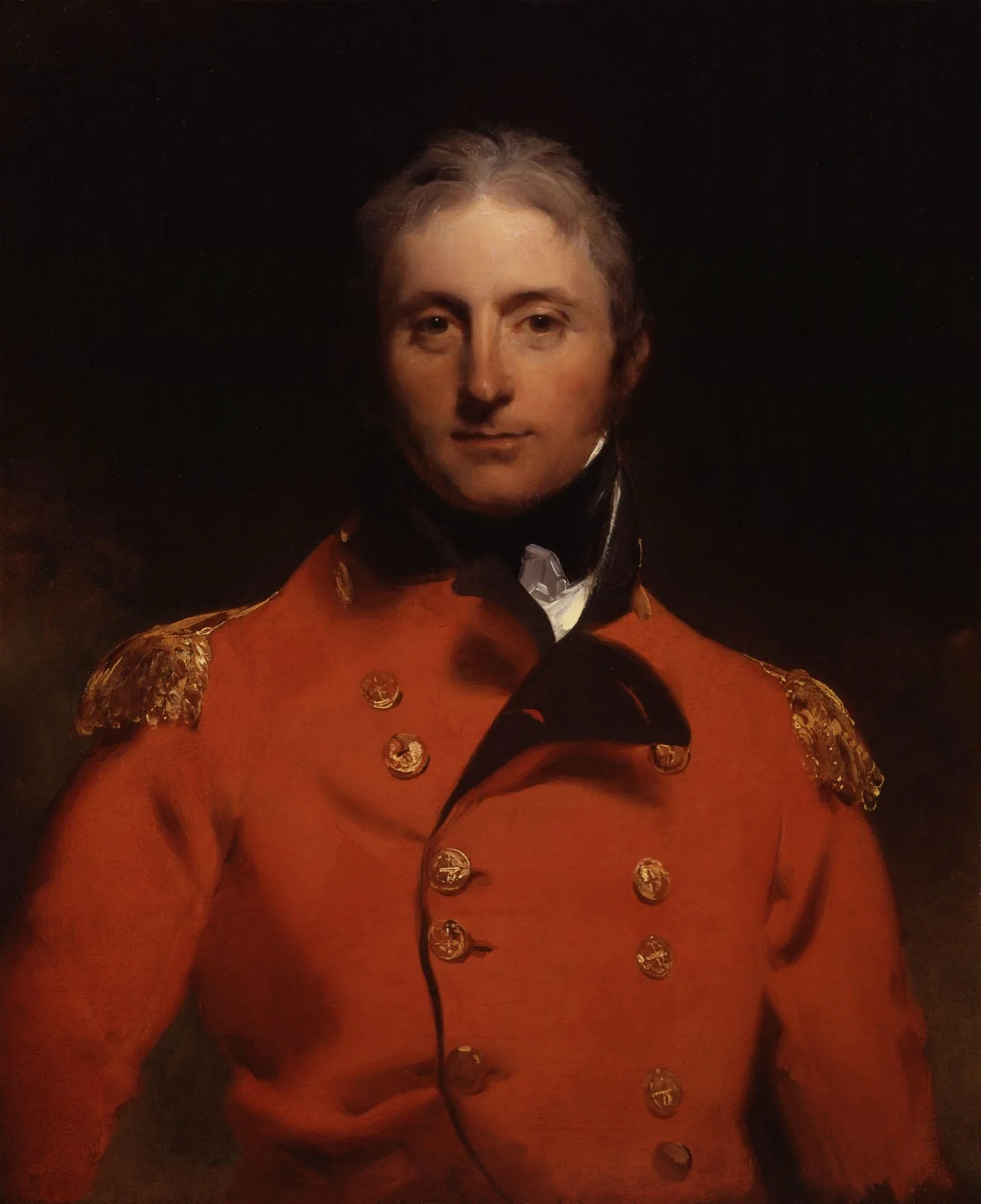 Thomas Lawrence, Lieutenant-General Sir John Moore, c. 1800-04, in a cochineal-dyed British redcoat