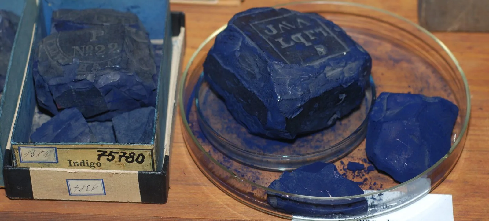 A pressed block of indigo pigment