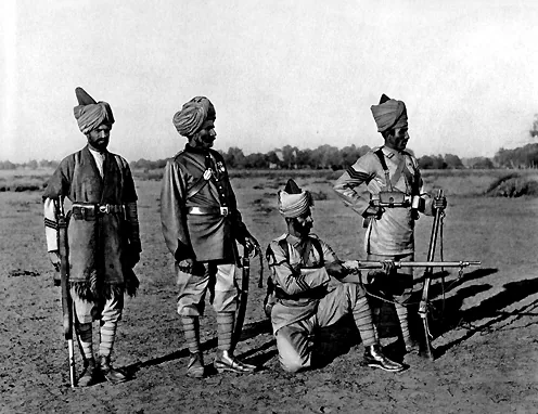 Corps of Guides infantry, the first unit to standardize khaki, photographed on the North West Frontier