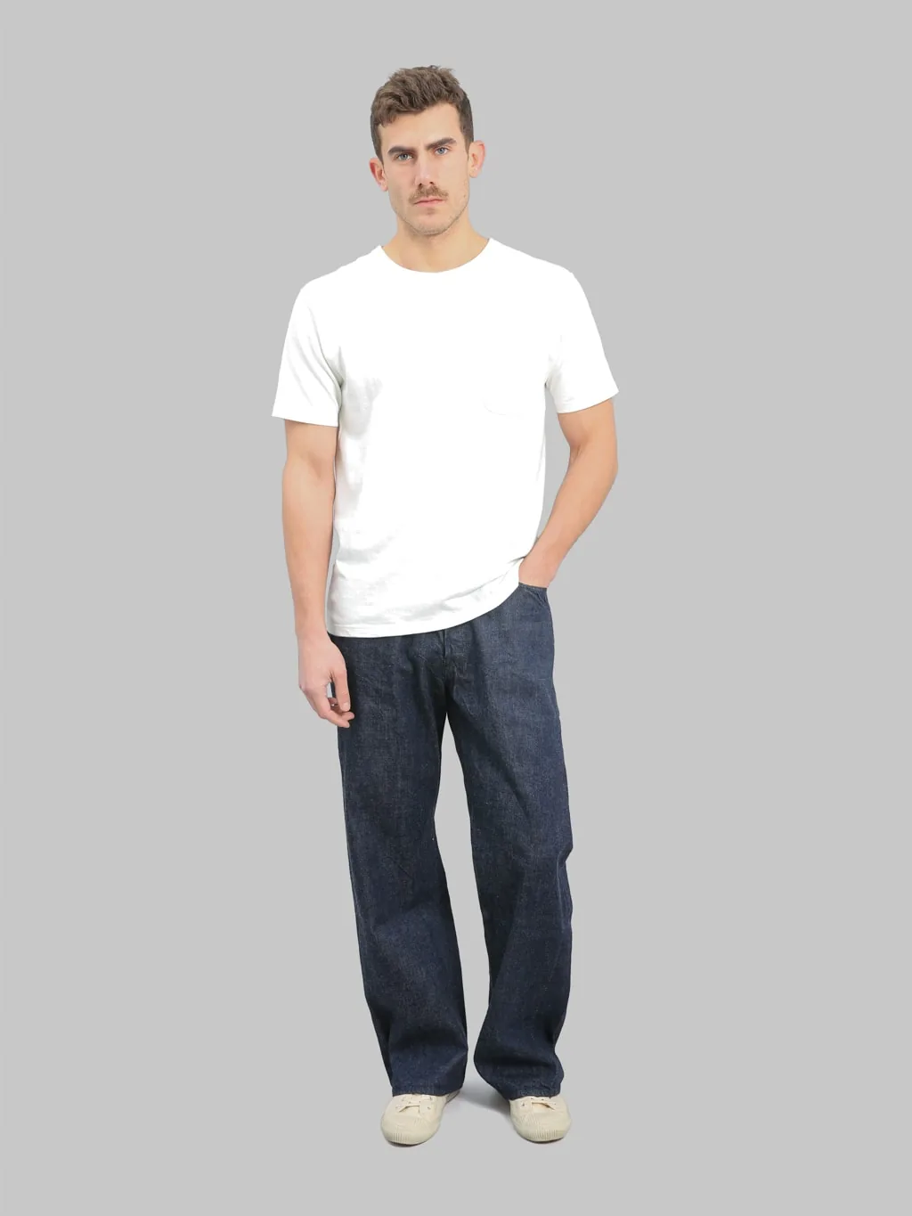 Fullcount 1121 Duke Denim 3 jeans featuring a wide-leg silhouette and high-rise fit.