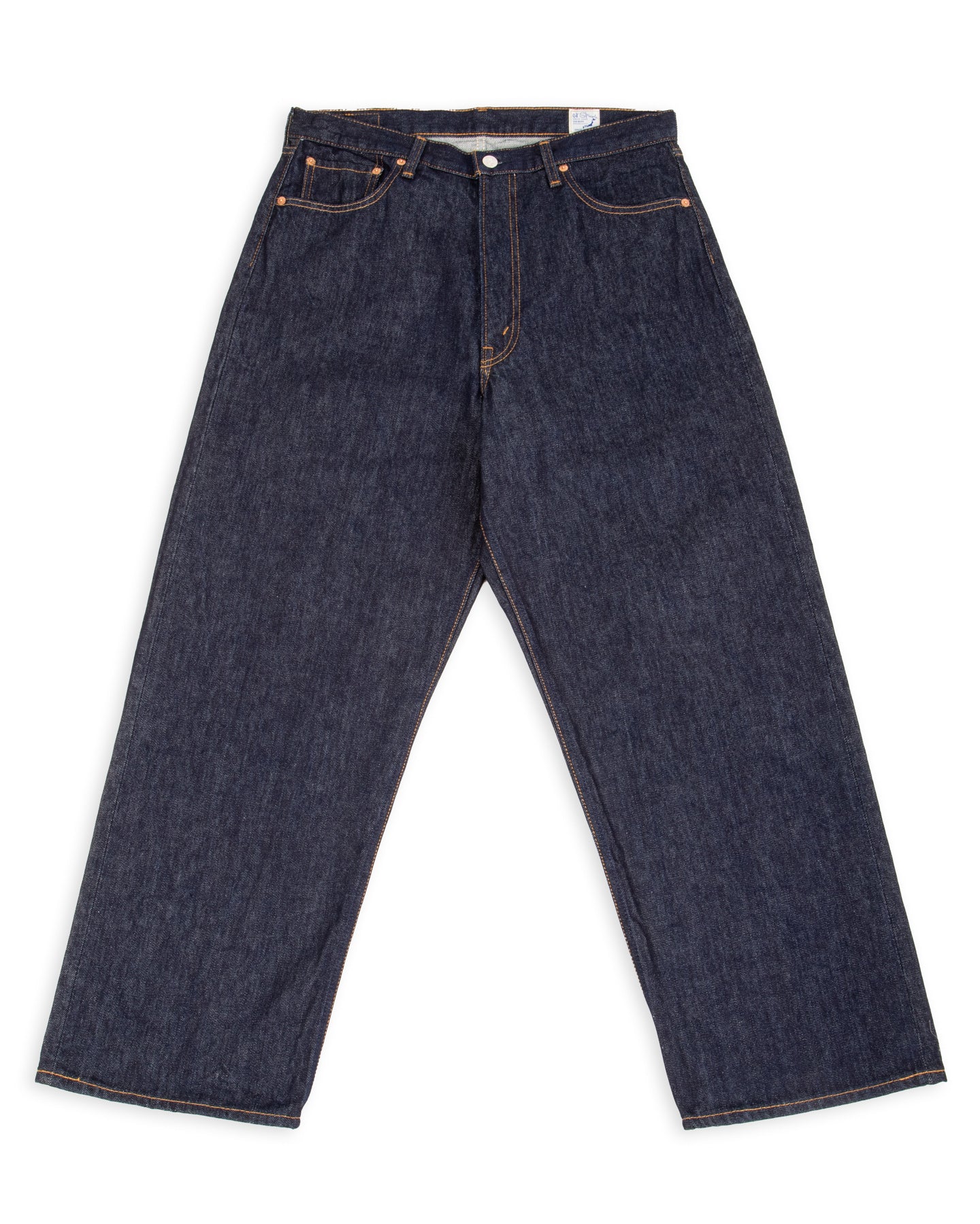 orSlow Super Dad's Fit denim jeans in a relaxed straight-leg silhouette with a roomy top block.