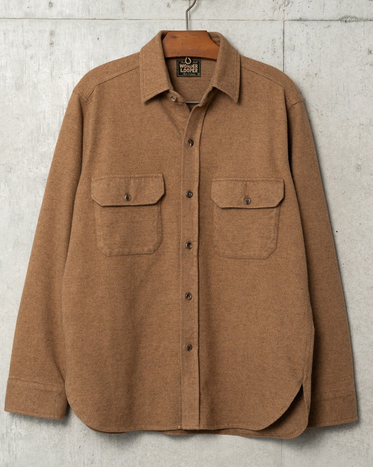 Wonder Looper field shirt in a yak-blend flannel.